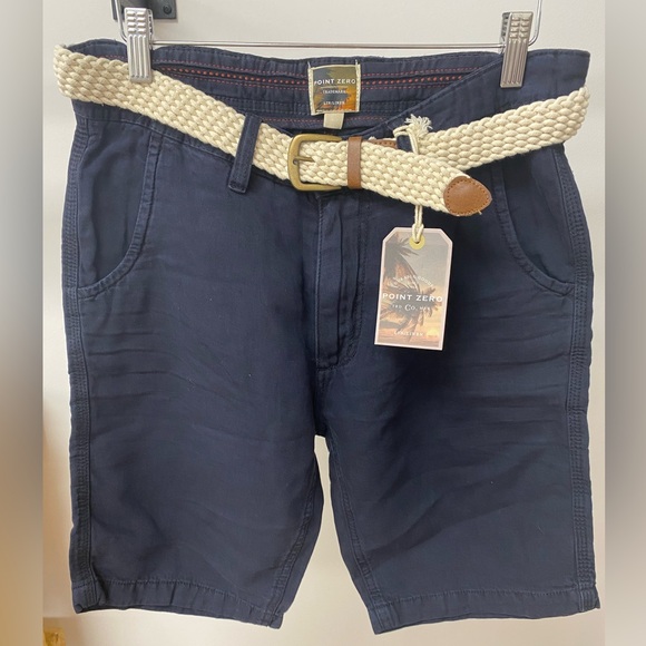 Navy Belted Shorts, Men’s Point Zero, BNWT - Picture 2 of 5